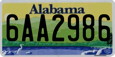 AL license plate 6AA2986