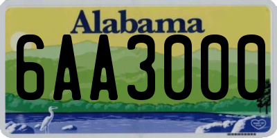 AL license plate 6AA3000
