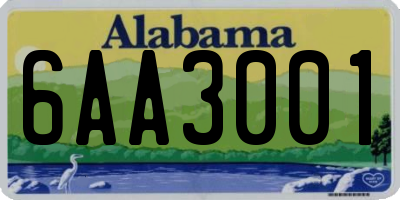 AL license plate 6AA3001