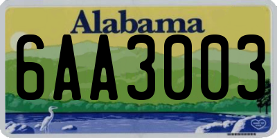 AL license plate 6AA3003