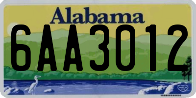 AL license plate 6AA3012