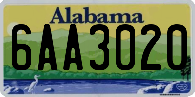 AL license plate 6AA3020