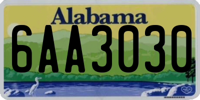 AL license plate 6AA3030