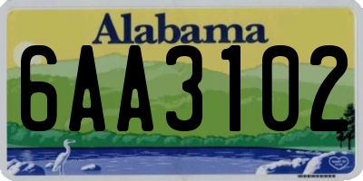 AL license plate 6AA3102