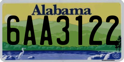 AL license plate 6AA3122