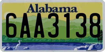 AL license plate 6AA3138