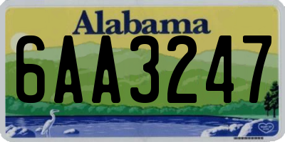 AL license plate 6AA3247