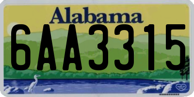 AL license plate 6AA3315