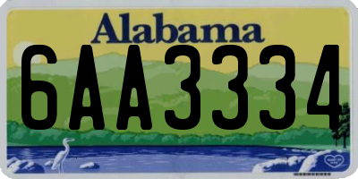 AL license plate 6AA3334