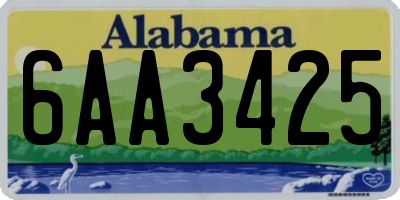 AL license plate 6AA3425