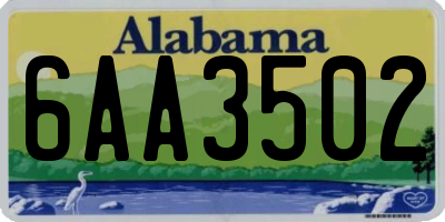 AL license plate 6AA3502