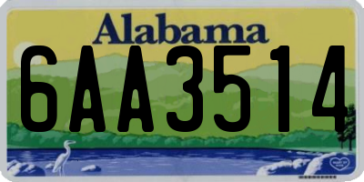 AL license plate 6AA3514