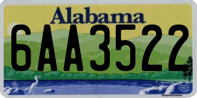AL license plate 6AA3522