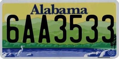 AL license plate 6AA3533