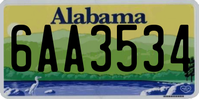 AL license plate 6AA3534