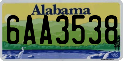 AL license plate 6AA3538