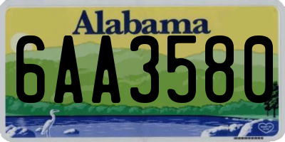 AL license plate 6AA3580