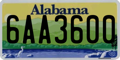 AL license plate 6AA3600