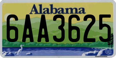 AL license plate 6AA3625