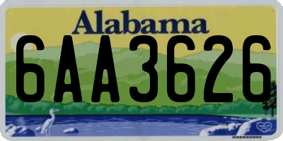 AL license plate 6AA3626