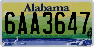 AL license plate 6AA3647
