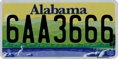 AL license plate 6AA3666