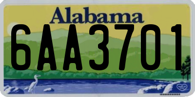 AL license plate 6AA3701