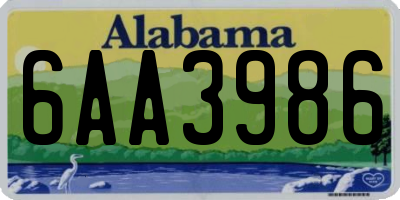 AL license plate 6AA3986