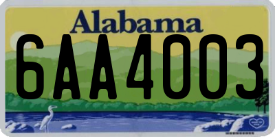 AL license plate 6AA4003