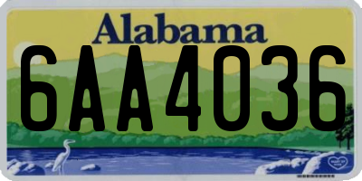 AL license plate 6AA4036