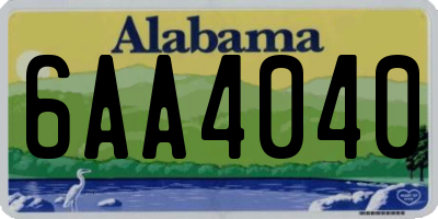 AL license plate 6AA4040