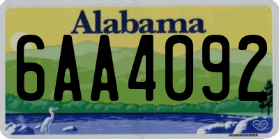 AL license plate 6AA4092