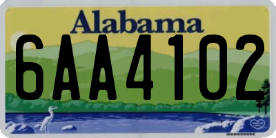 AL license plate 6AA4102