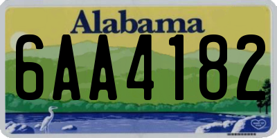 AL license plate 6AA4182