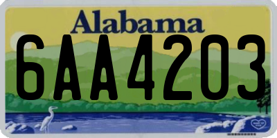 AL license plate 6AA4203