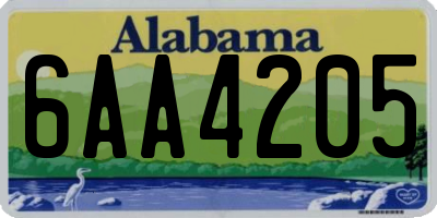 AL license plate 6AA4205