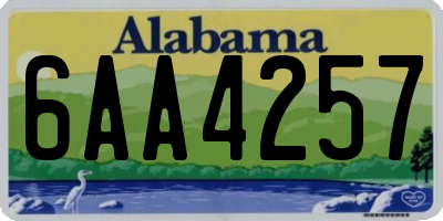 AL license plate 6AA4257