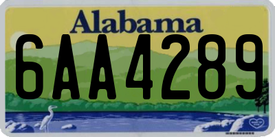 AL license plate 6AA4289