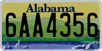 AL license plate 6AA4356