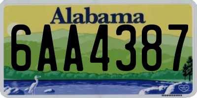 AL license plate 6AA4387