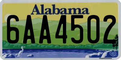 AL license plate 6AA4502
