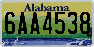 AL license plate 6AA4538