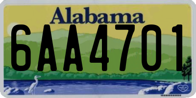 AL license plate 6AA4701