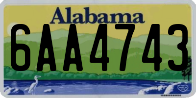 AL license plate 6AA4743