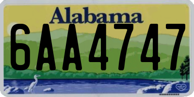 AL license plate 6AA4747