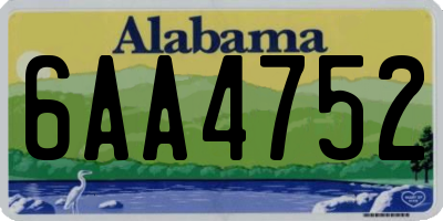AL license plate 6AA4752