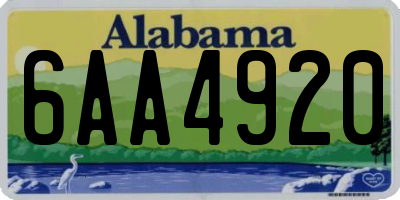 AL license plate 6AA4920