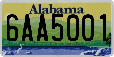 AL license plate 6AA5001
