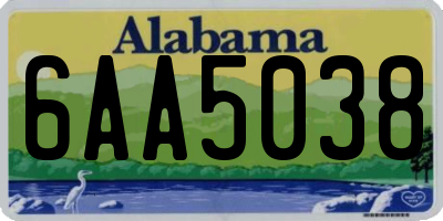 AL license plate 6AA5038