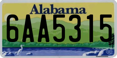 AL license plate 6AA5315
